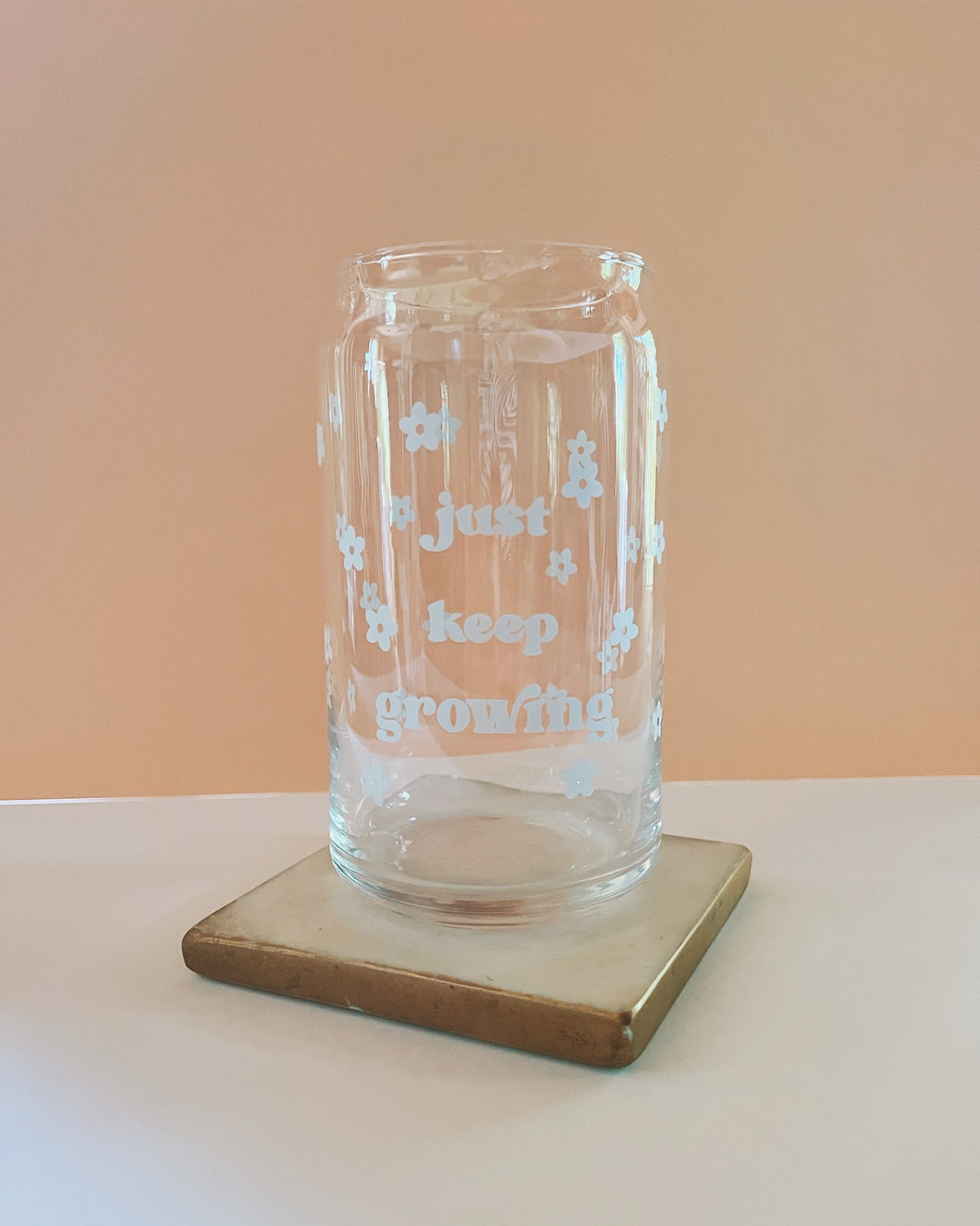 Just Keep Growing 16oz Glass Cup